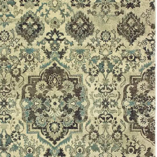 Ivory And Gray Oriental Area Rug Photo 7