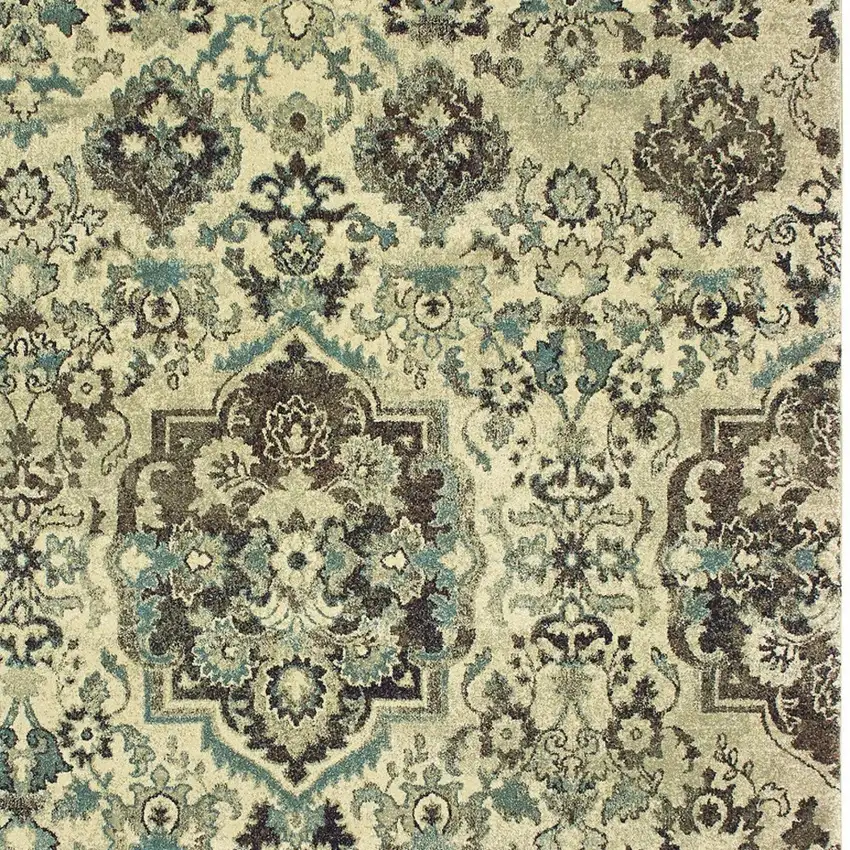 Ivory And Gray Oriental Area Rug Photo 7