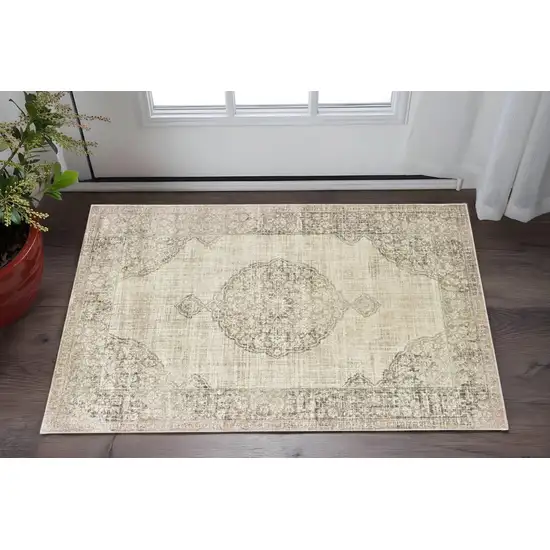 Ivory And Gray Oriental Area Rug Photo 1