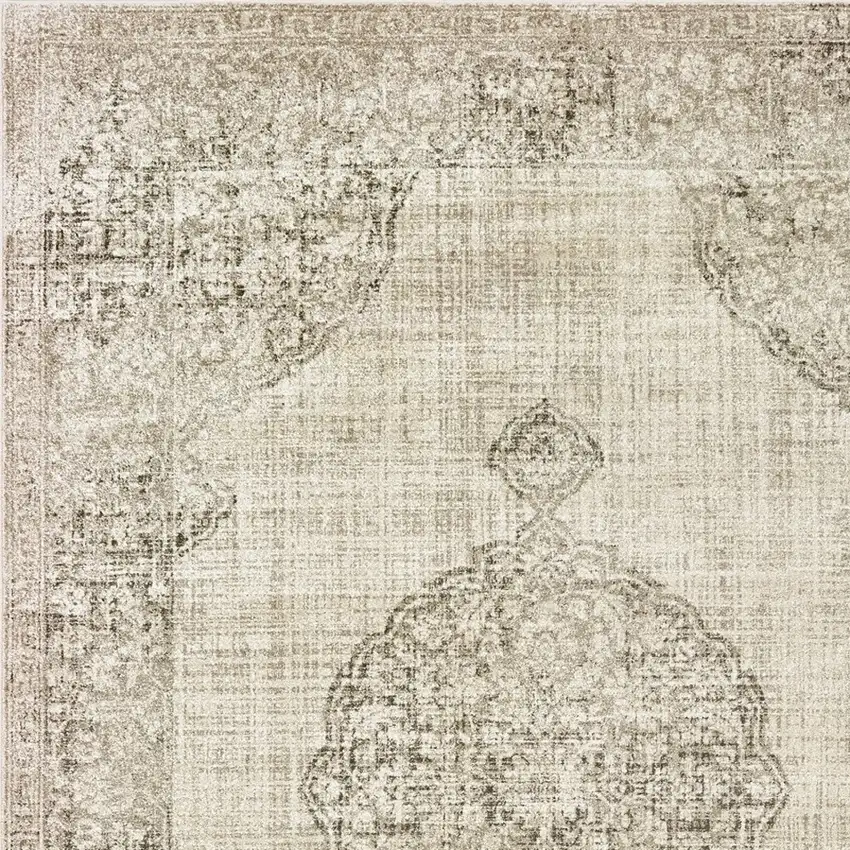Ivory And Gray Oriental Area Rug Photo 6