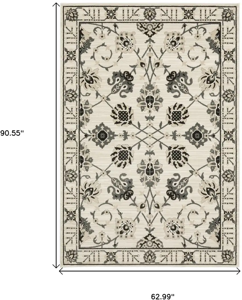 Ivory And Gray Oriental Area Rug Photo 3