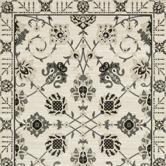 Ivory And Gray Oriental Area Rug Photo 4