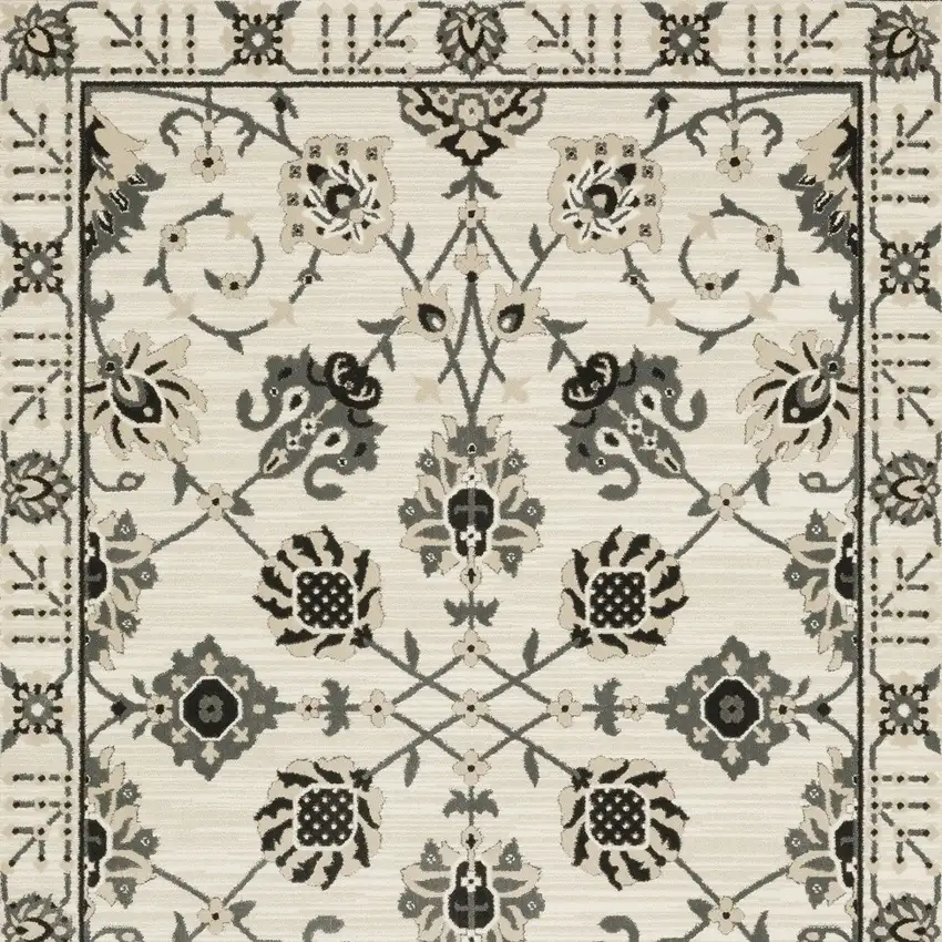 Ivory And Gray Oriental Area Rug Photo 4