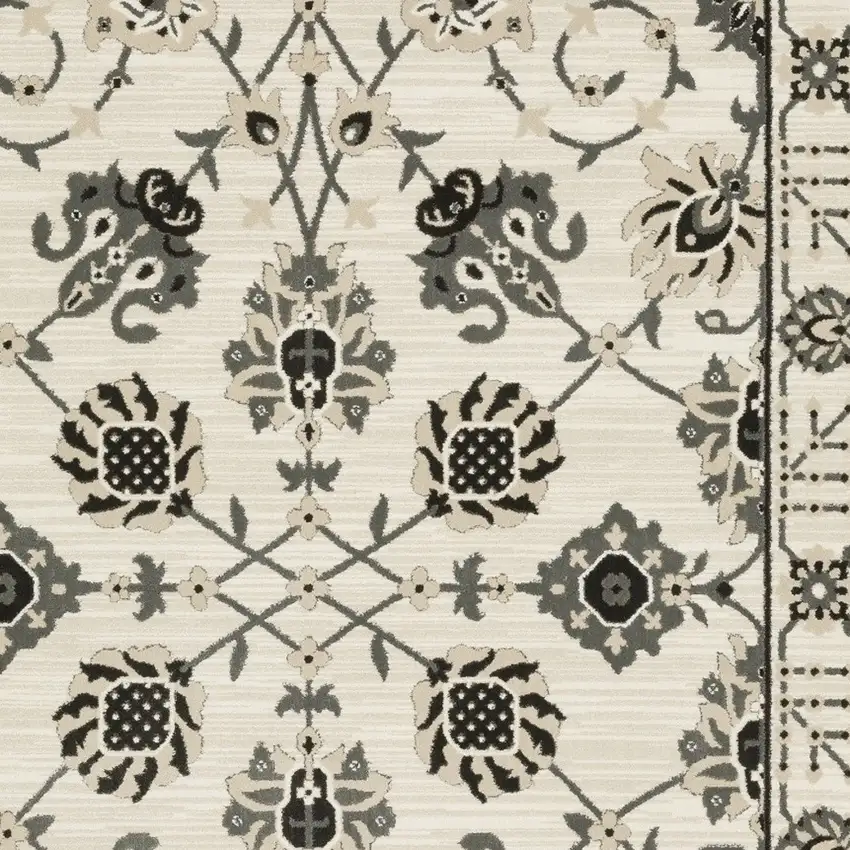 Ivory And Gray Oriental Area Rug Photo 9