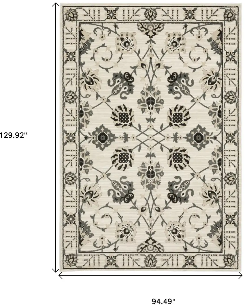Ivory And Gray Oriental Area Rug Photo 3