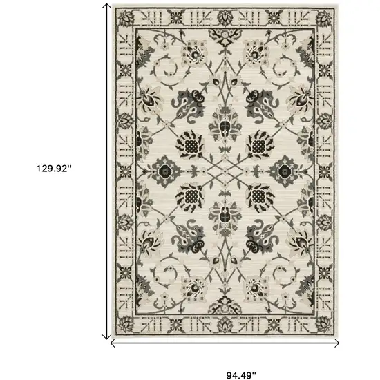 Ivory And Gray Oriental Area Rug Photo 3