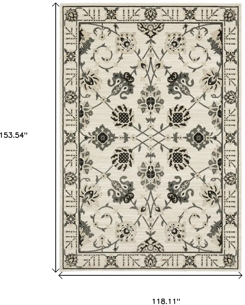 Ivory And Gray Oriental Area Rug Photo 3