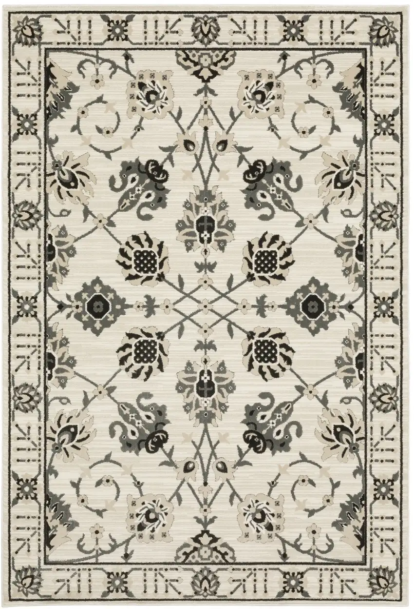 Ivory And Gray Oriental Area Rug Photo 2