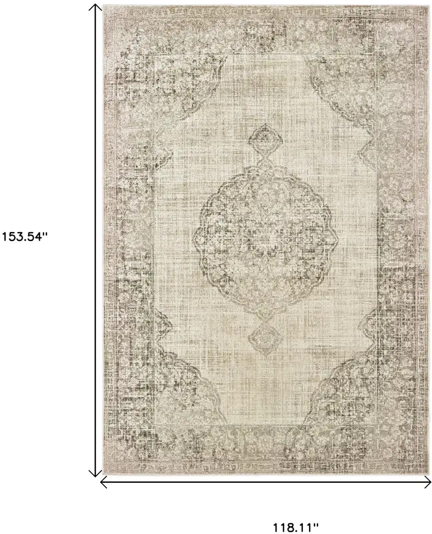 Ivory And Gray Oriental Distressed Area Rug Photo 3