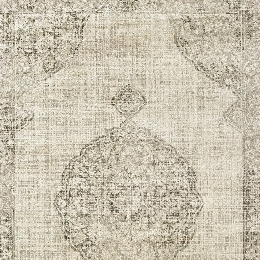 Ivory And Gray Oriental Distressed Area Rug Photo 5