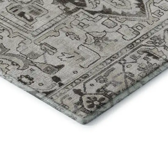 Ivory And Gray Oriental Washable Area Rug With UV Protection Photo 8