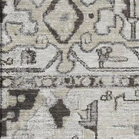 Ivory And Gray Oriental Washable Area Rug With UV Protection Photo 3