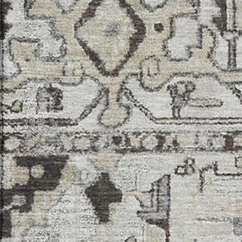 Ivory And Gray Oriental Washable Area Rug With UV Protection Photo 3