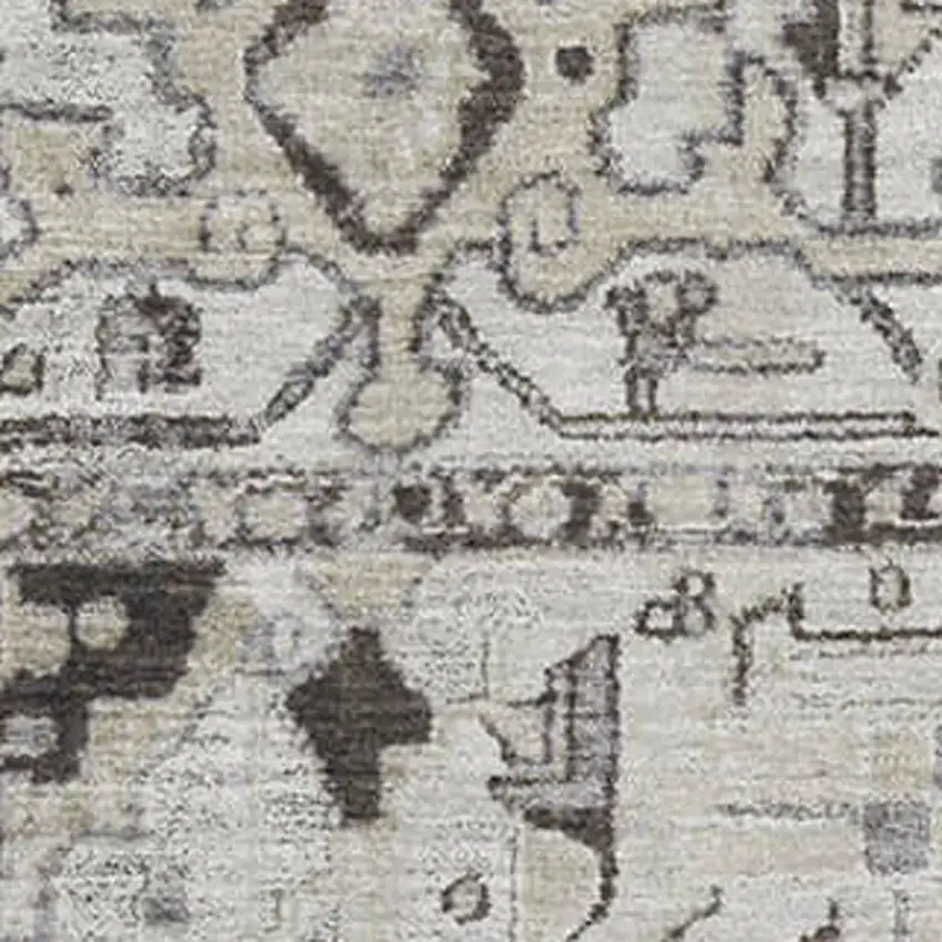 Ivory And Gray Oriental Washable Area Rug With UV Protection Photo 3