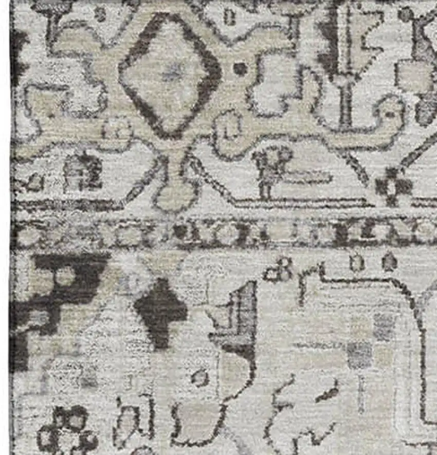 Ivory And Gray Oriental Washable Area Rug With UV Protection Photo 4