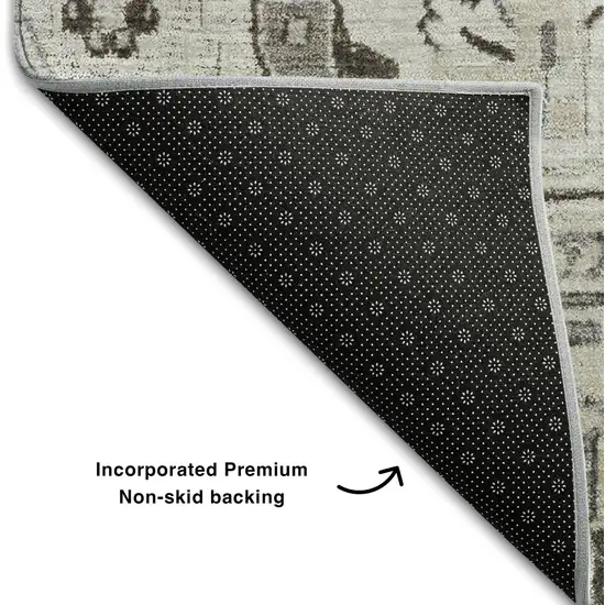 Ivory And Gray Oriental Washable Area Rug With UV Protection Photo 7