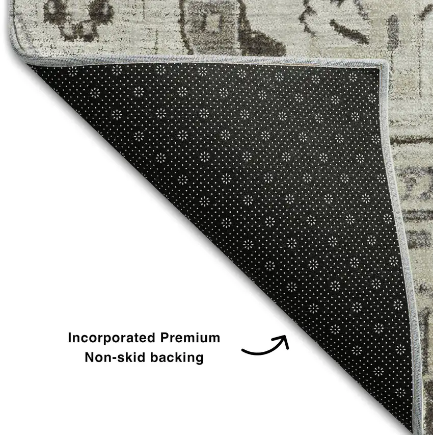 Ivory And Gray Oriental Washable Area Rug With UV Protection Photo 7