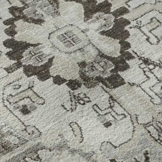 Ivory And Gray Oriental Washable Area Rug With UV Protection Photo 9