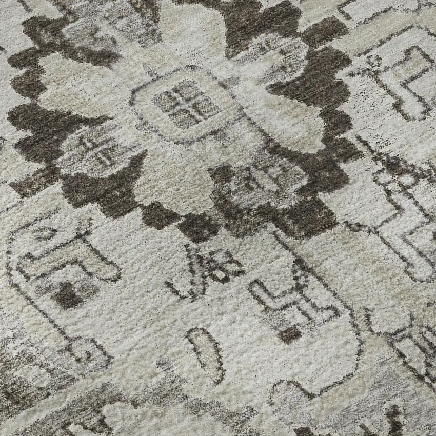 Ivory And Gray Oriental Washable Area Rug With UV Protection Photo 9