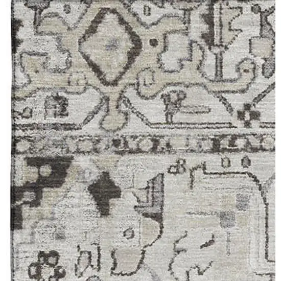 Ivory And Gray Oriental Washable Area Rug With UV Protection Photo 3
