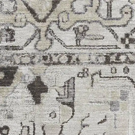 Ivory And Gray Oriental Washable Area Rug With UV Protection Photo 3