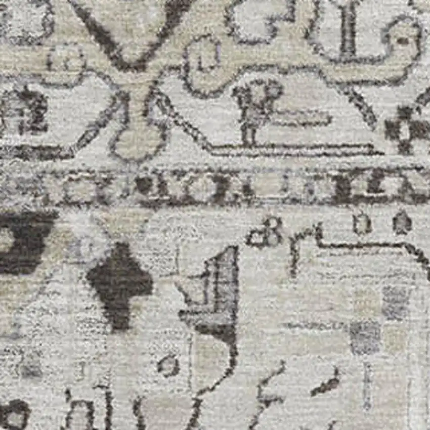 Ivory And Gray Oriental Washable Area Rug With UV Protection Photo 3