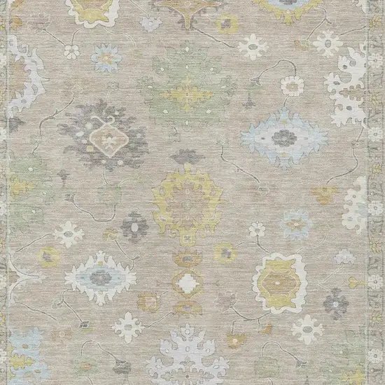Ivory And Gray Oriental Washable Indoor Outdoor Area Rug Photo 5