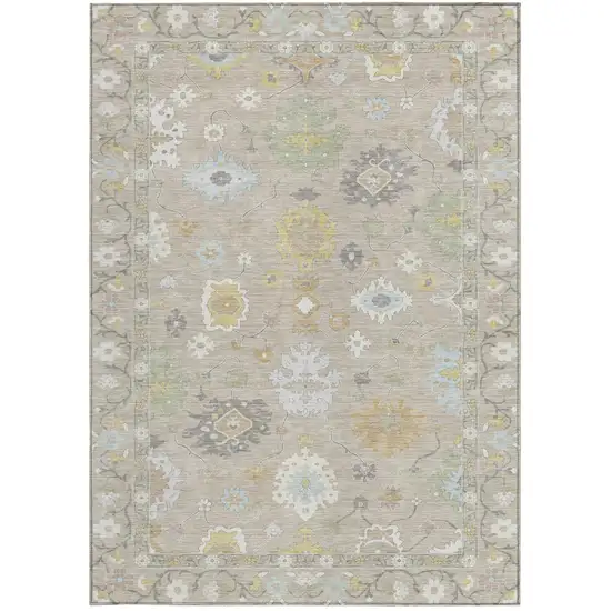 Ivory And Gray Oriental Washable Indoor Outdoor Area Rug Photo 4