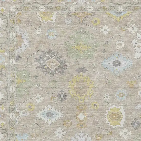 Ivory And Gray Oriental Washable Indoor Outdoor Area Rug Photo 5