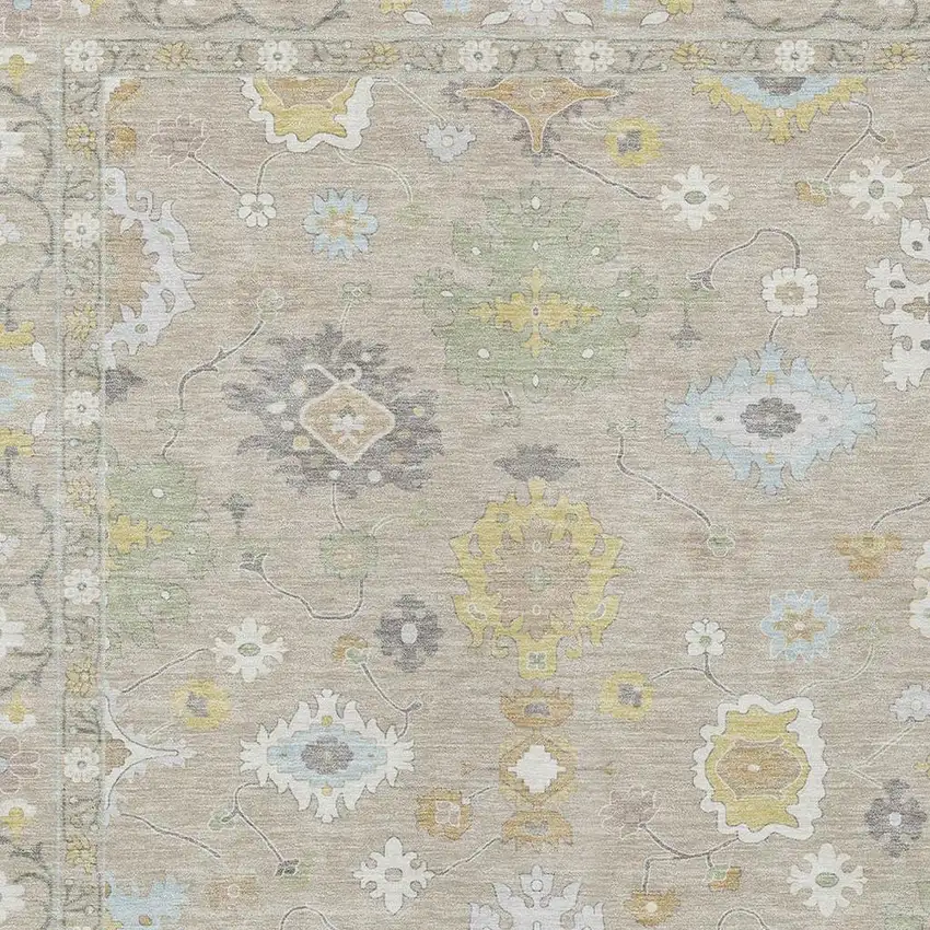 Ivory And Gray Oriental Washable Indoor Outdoor Area Rug Photo 5