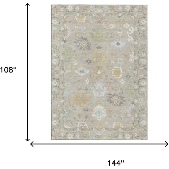 Ivory And Gray Oriental Washable Indoor Outdoor Area Rug Photo 9