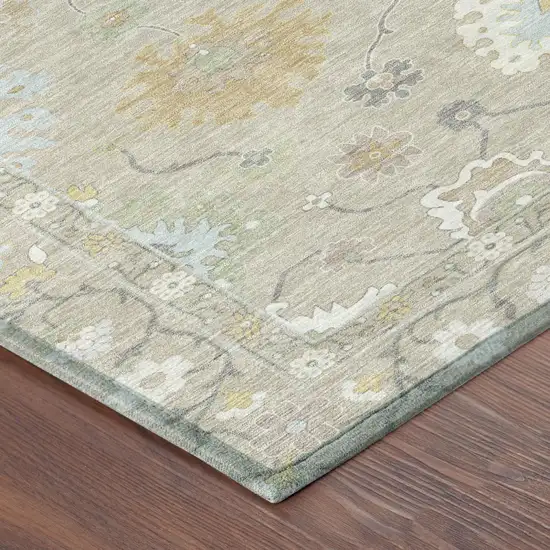 Ivory And Gray Oriental Washable Indoor Outdoor Area Rug Photo 7