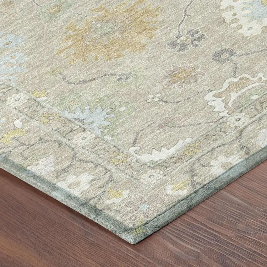 Ivory And Gray Oriental Washable Indoor Outdoor Area Rug Photo 7