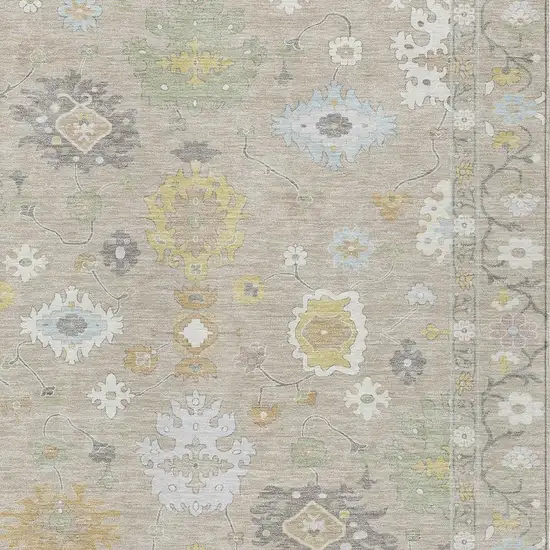 Ivory And Gray Oriental Washable Indoor Outdoor Area Rug Photo 4