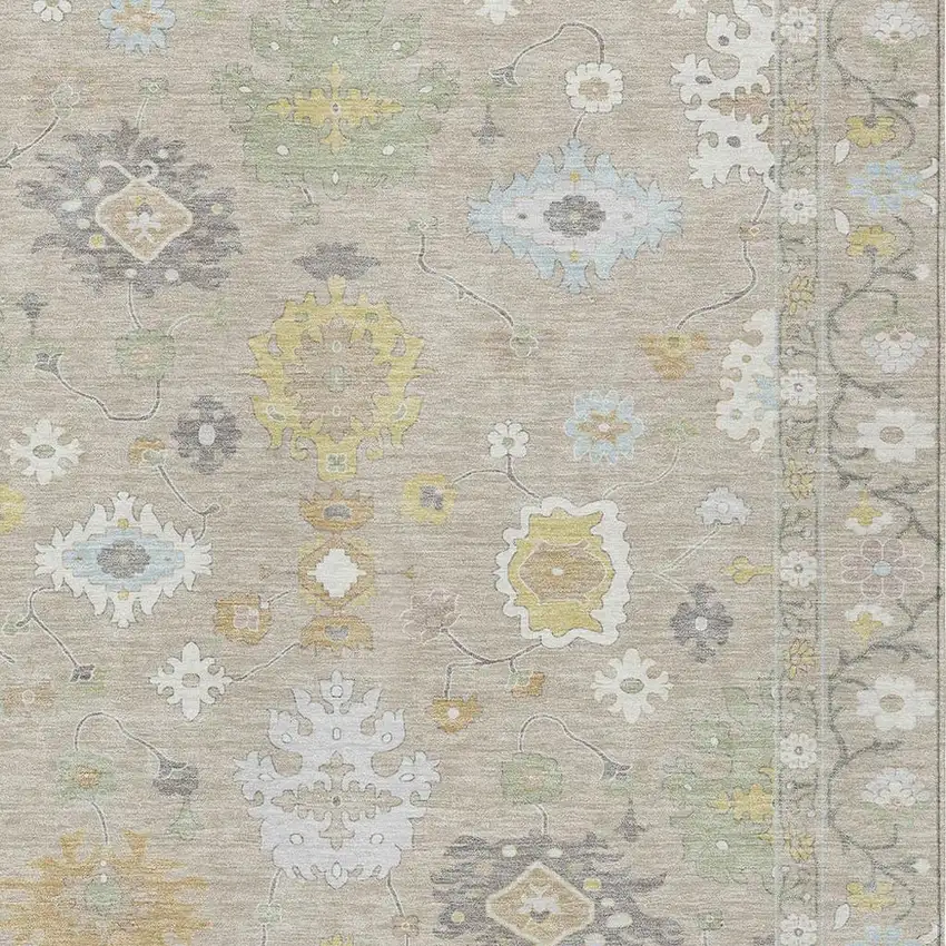 Ivory And Gray Oriental Washable Indoor Outdoor Area Rug Photo 4