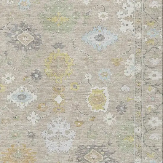 Ivory And Gray Oriental Washable Indoor Outdoor Area Rug Photo 6