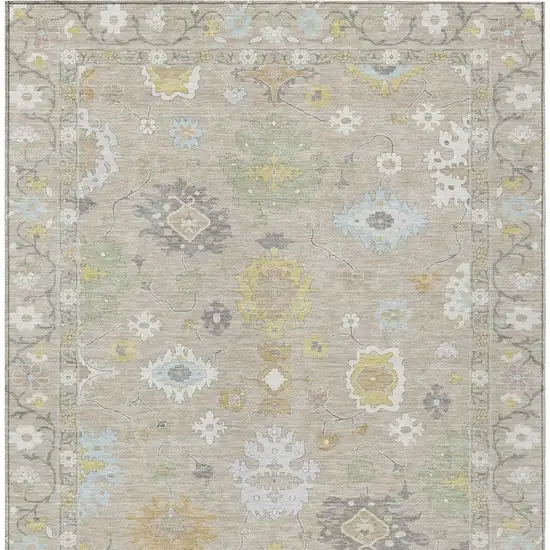 Ivory And Gray Oriental Washable Indoor Outdoor Area Rug Photo 5