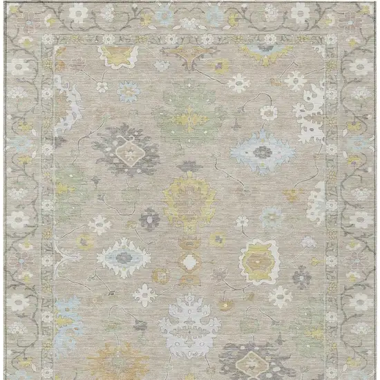Ivory And Gray Oriental Washable Indoor Outdoor Area Rug Photo 3