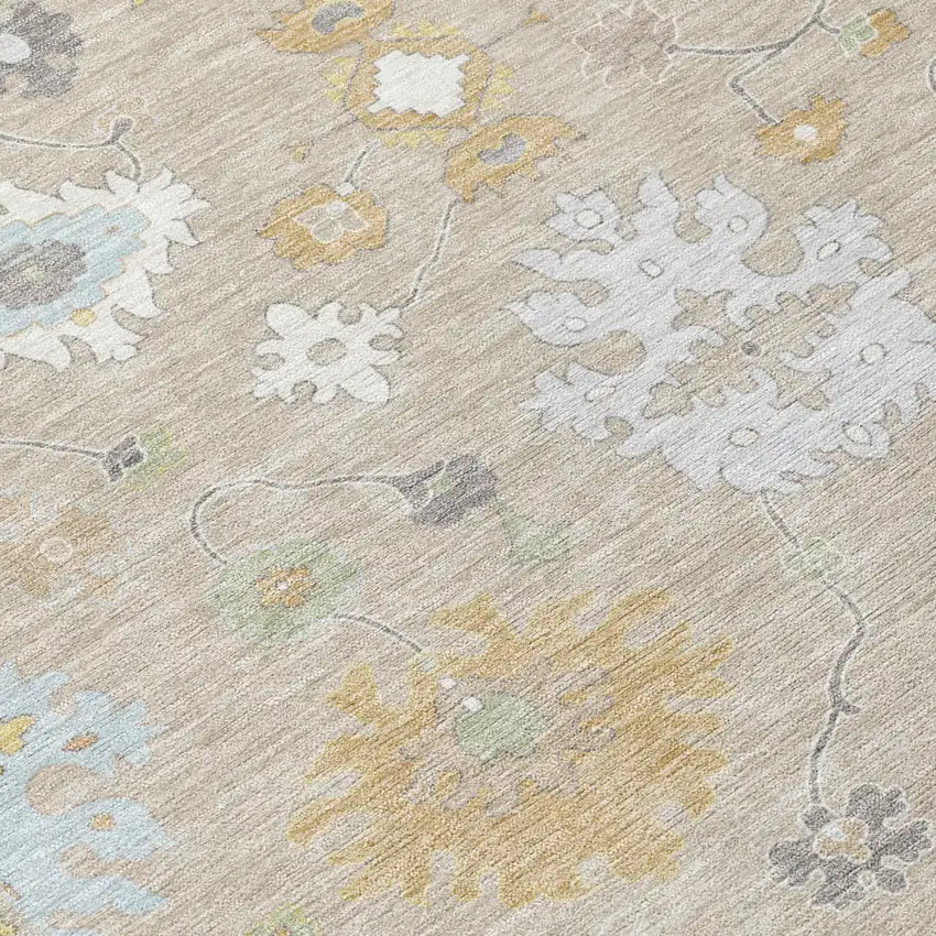 Ivory And Gray Oriental Washable Indoor Outdoor Area Rug Photo 8