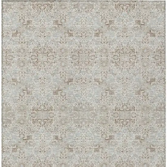 Ivory And Gray Oriental Washable Indoor Outdoor Area Rug Photo 3