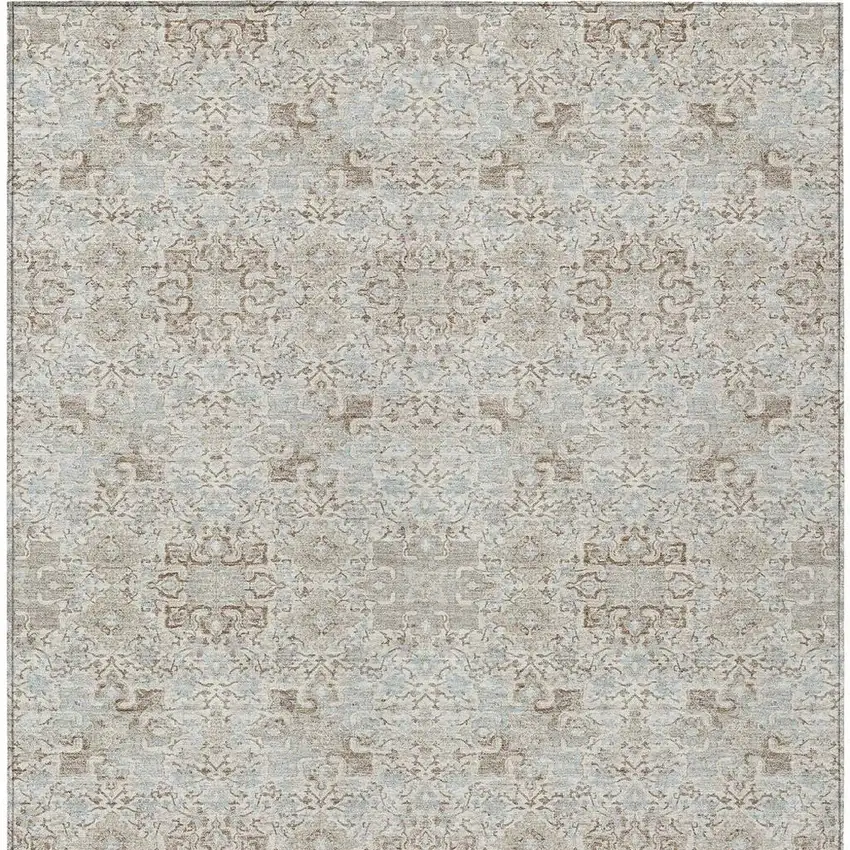 Ivory And Gray Oriental Washable Indoor Outdoor Area Rug Photo 3