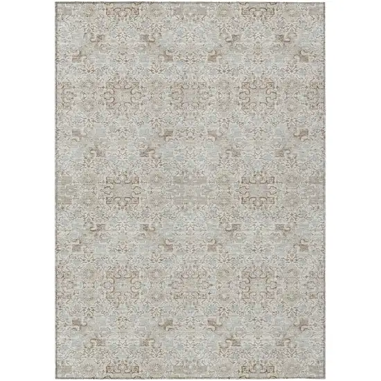 Ivory And Gray Oriental Washable Indoor Outdoor Area Rug Photo 2