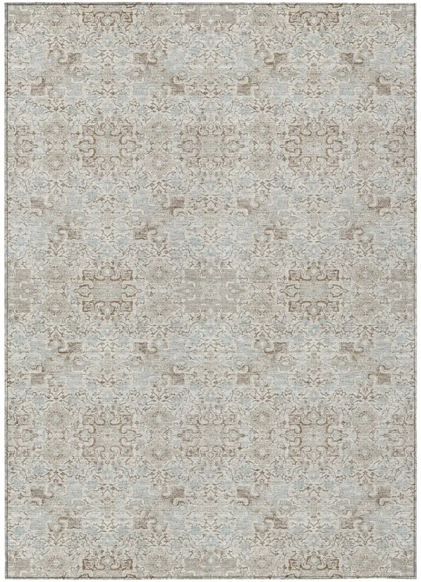 Ivory And Gray Oriental Washable Indoor Outdoor Area Rug Photo 2