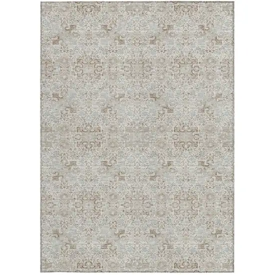 Ivory And Gray Oriental Washable Indoor Outdoor Area Rug Photo 4