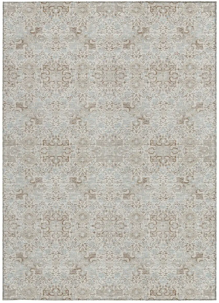 Ivory And Gray Oriental Washable Indoor Outdoor Area Rug Photo 4