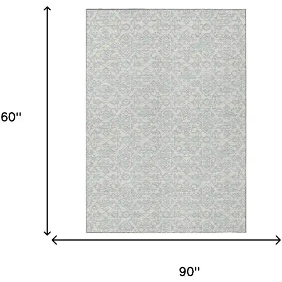 Ivory And Gray Oriental Washable Indoor Outdoor Area Rug Photo 7