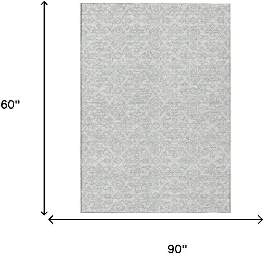 Ivory And Gray Oriental Washable Indoor Outdoor Area Rug Photo 7