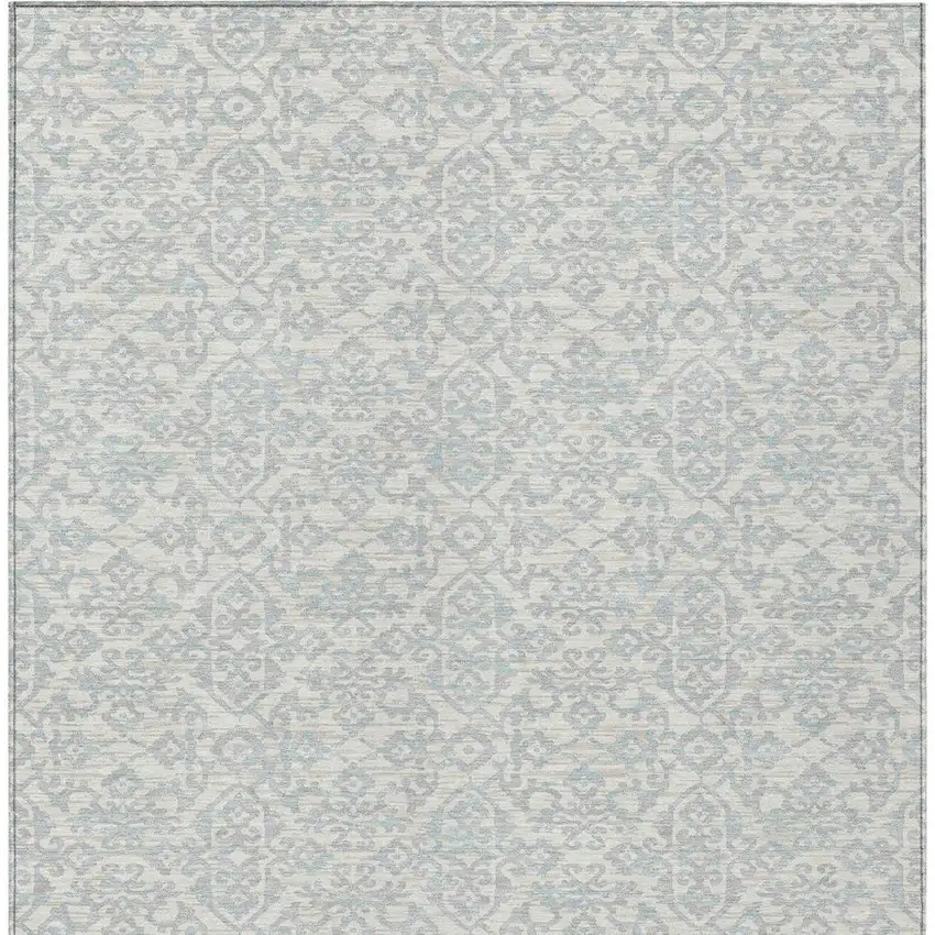 Ivory And Gray Oriental Washable Indoor Outdoor Area Rug Photo 3