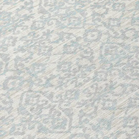 Ivory And Gray Oriental Washable Indoor Outdoor Area Rug Photo 6