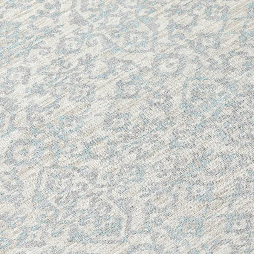 Ivory And Gray Oriental Washable Indoor Outdoor Area Rug Photo 6